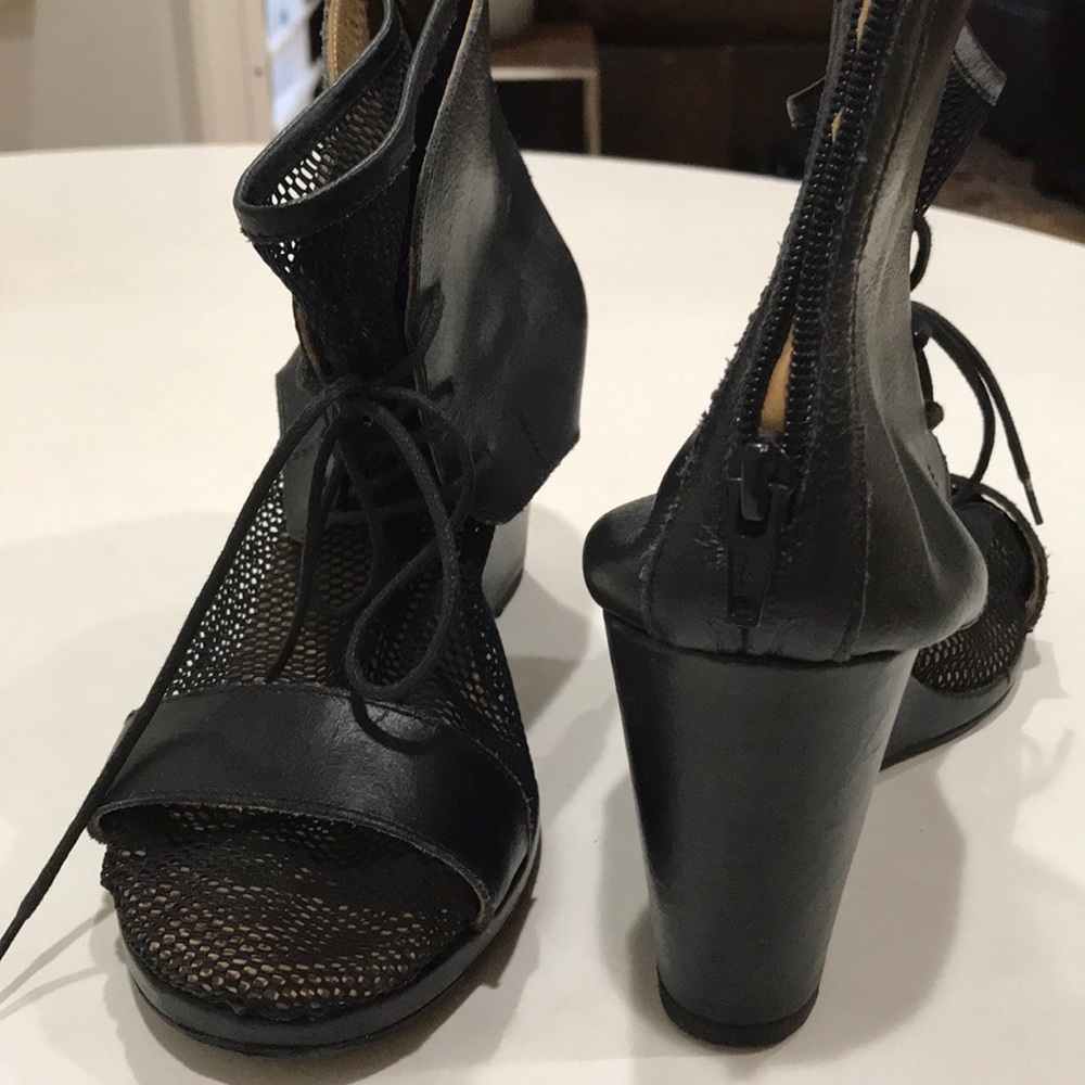 maison martin margiela black mesh wedge